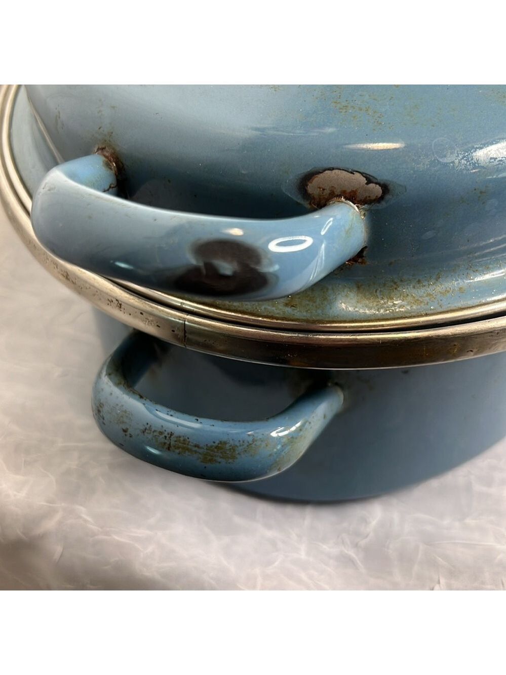 Vintage 2 Piece Blue 13” Enamelware Roaster - Picture 8 of 10